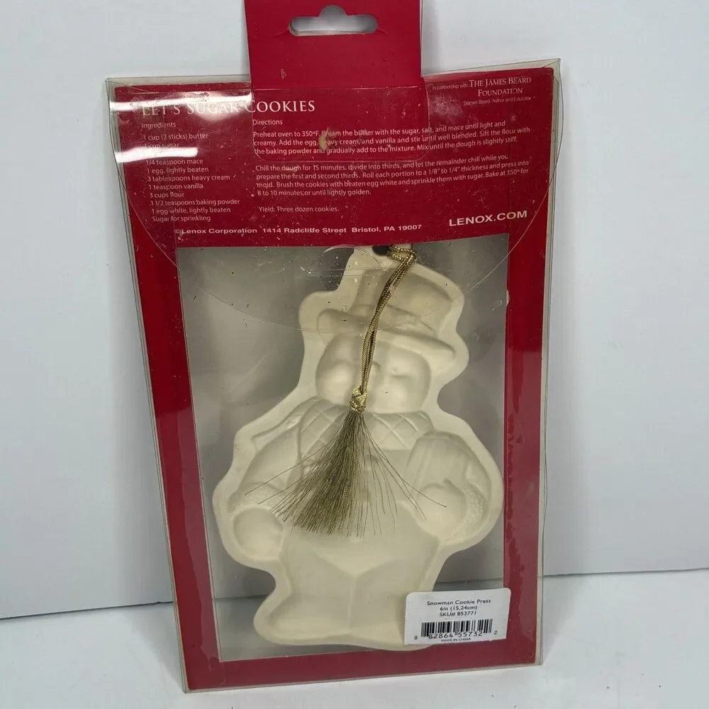 Lenox Snowman Cookie Press 6 inch Ornament SKU#853771 New